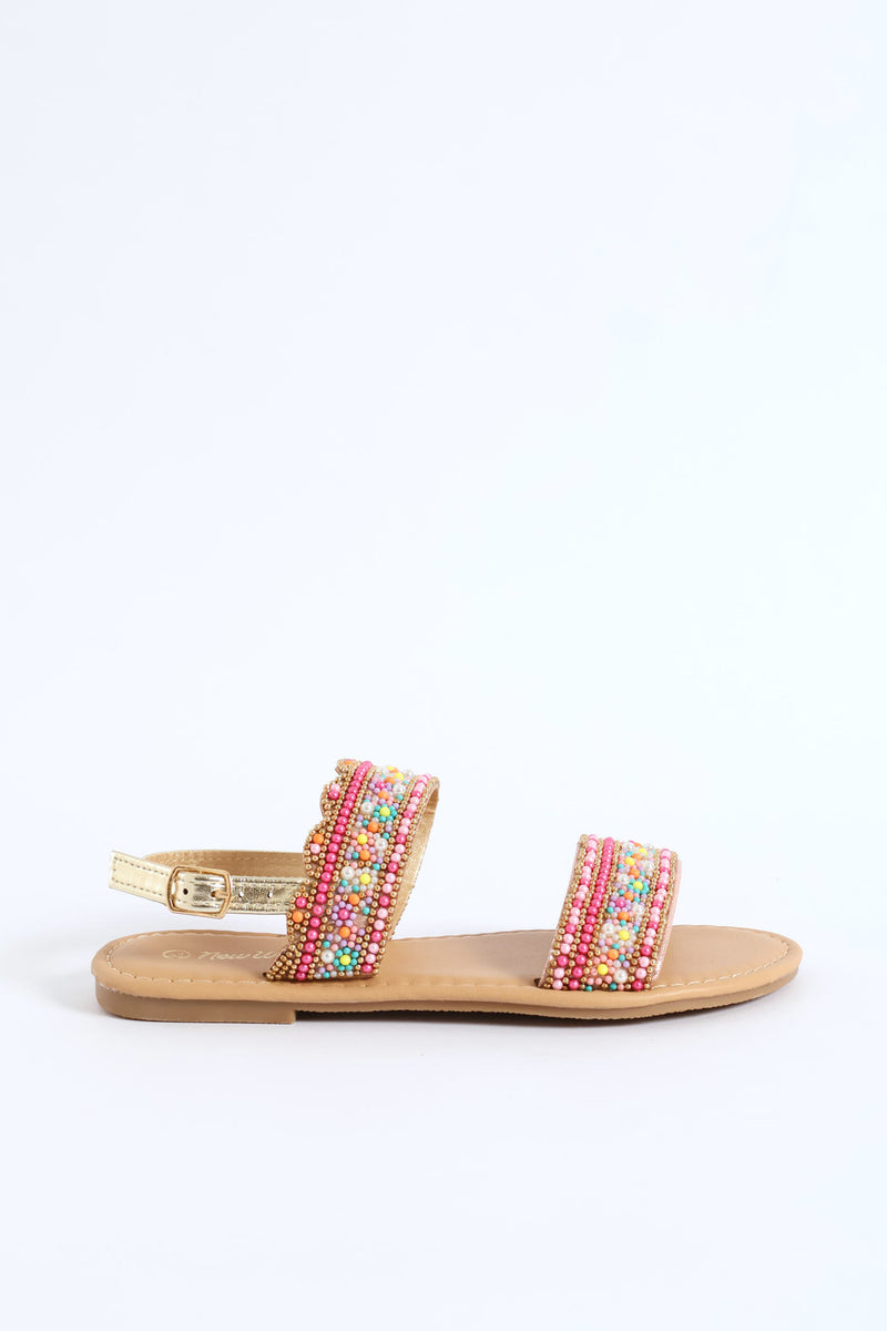 Girls Beaded Sandal - Multi