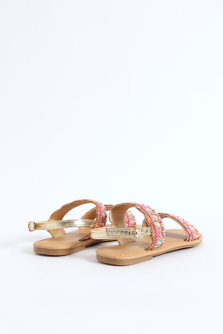 Girls Beaded Sandal - Multi