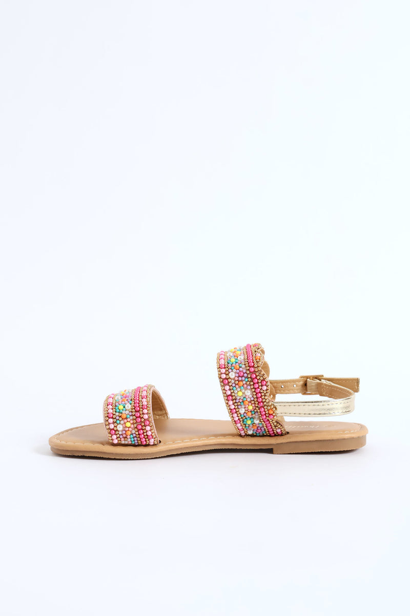Girls Beaded Sandal - Multi