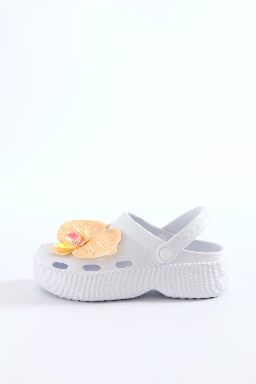 Flower Detail Clog - White