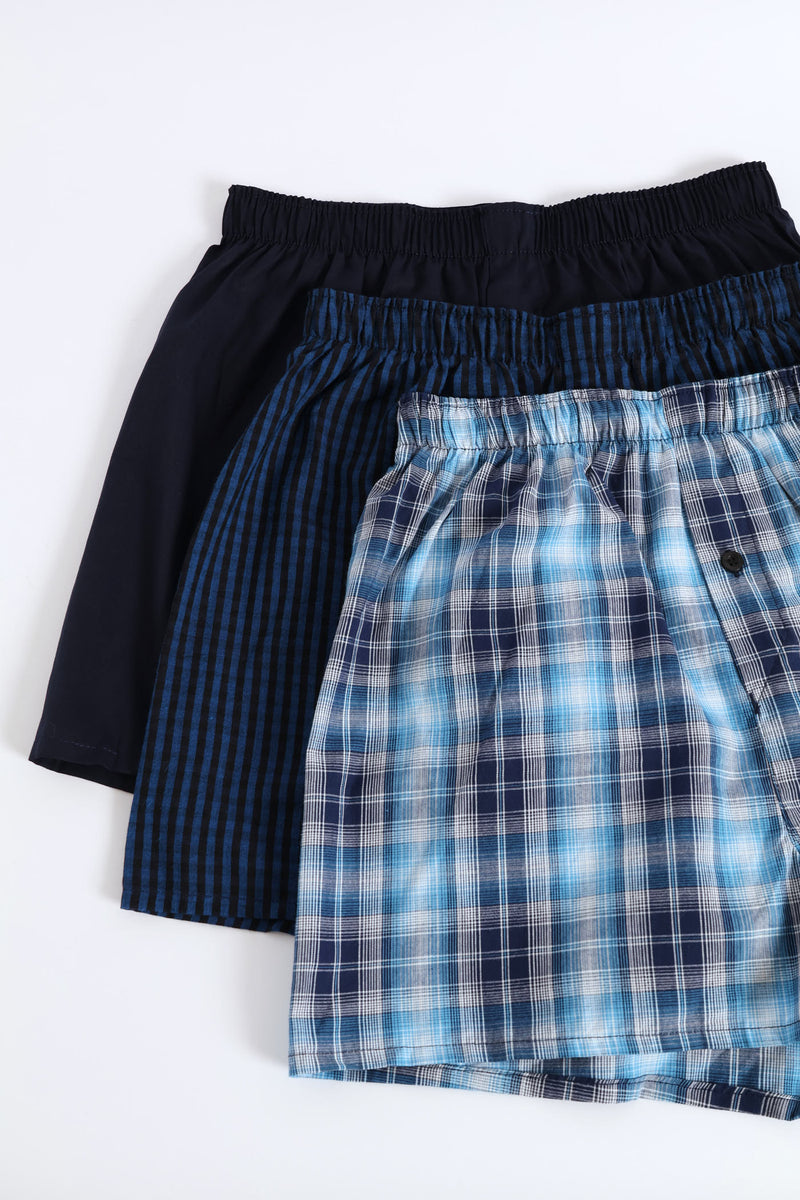 3 Pack Value Boxers - Blue