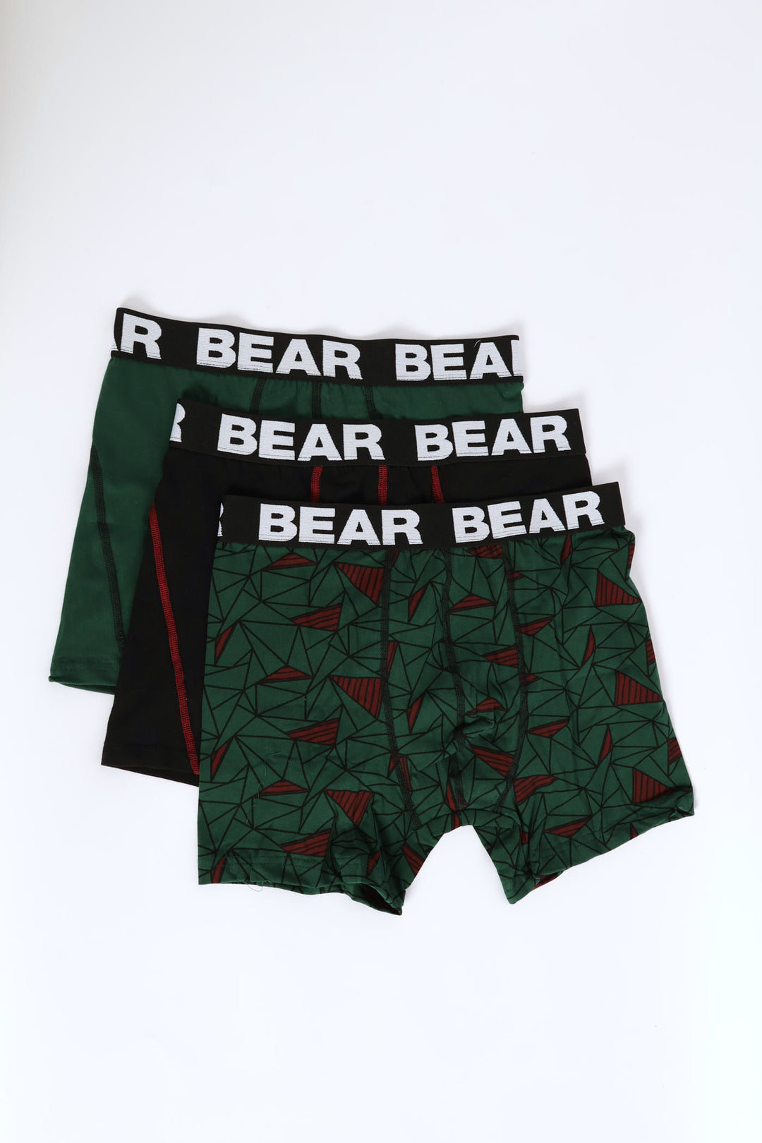 3 Pack Kite Print Bodyshorts - Green/Black/Red