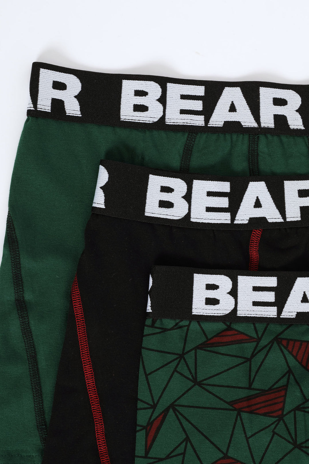 3 Pack Kite Print Bodyshorts - Green/Black/Red