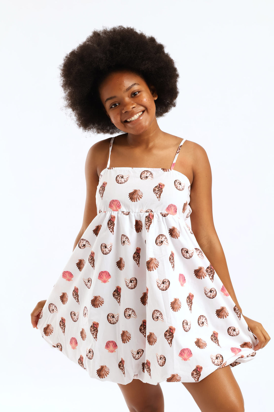 Girls Strappy Bubble Hem Dress - Multi