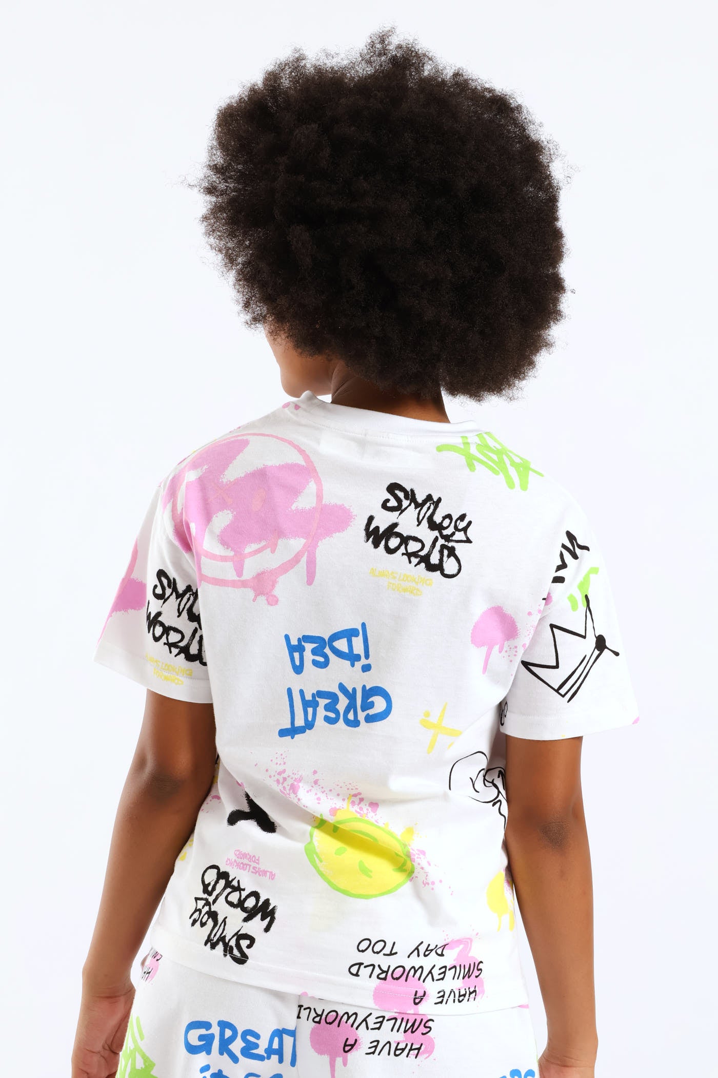 Girls Grafitti Oversized Tee - WhiteGirls – Edgars