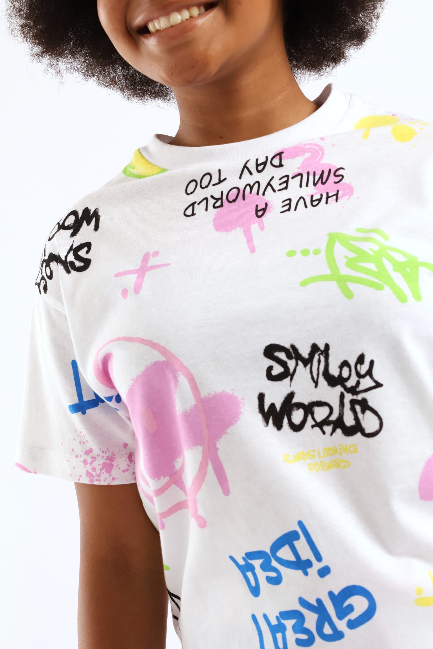 Girls Grafitti Oversized Tee - WhiteGirls – Edgars