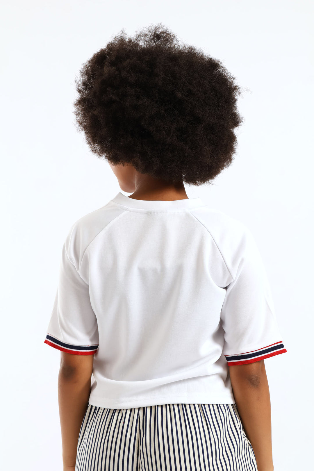 Girls Boxy 32 Sleeve Tape Sport Tee - White