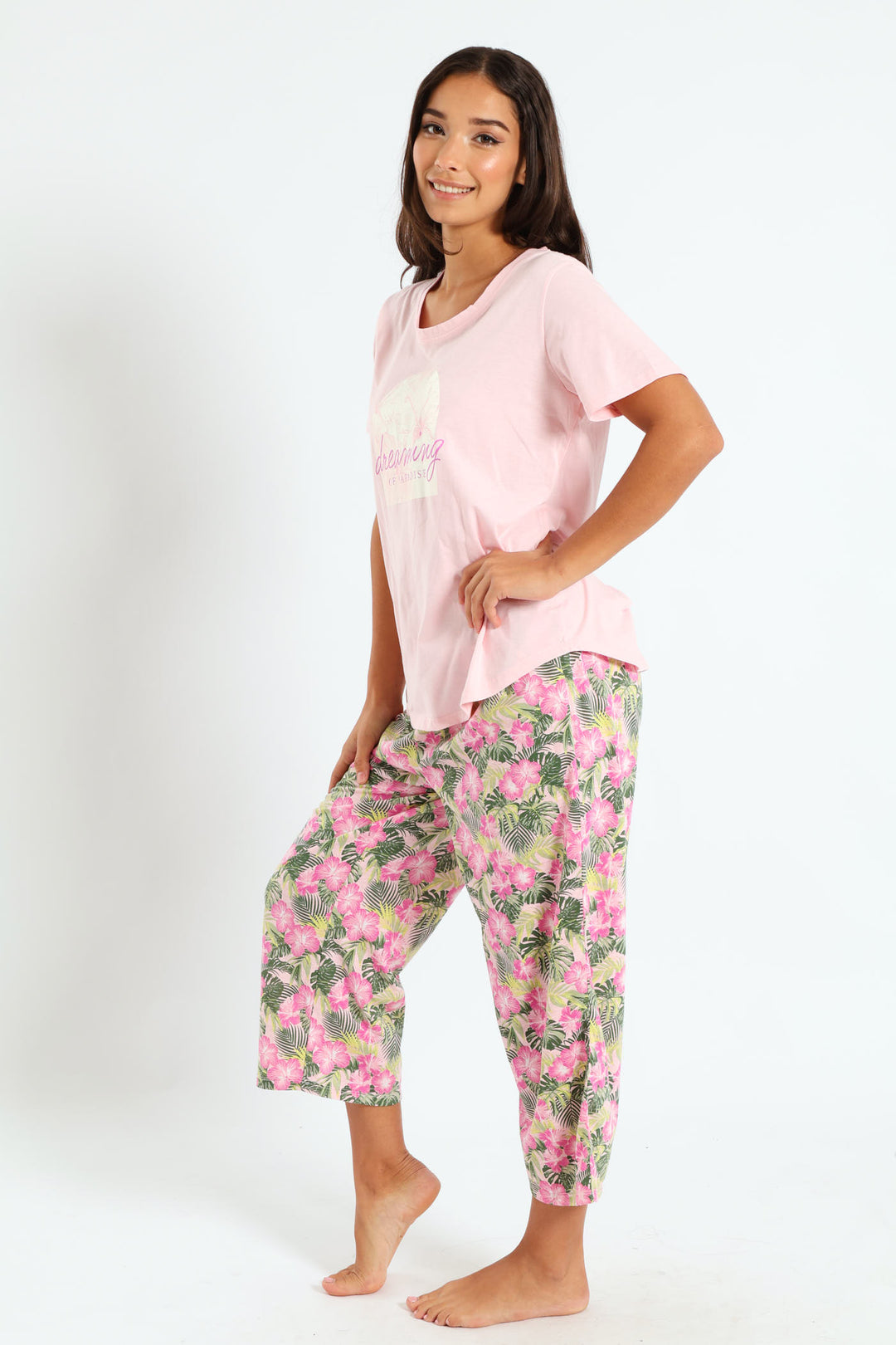 Paradise Tee & Capri Knit Set - Pink