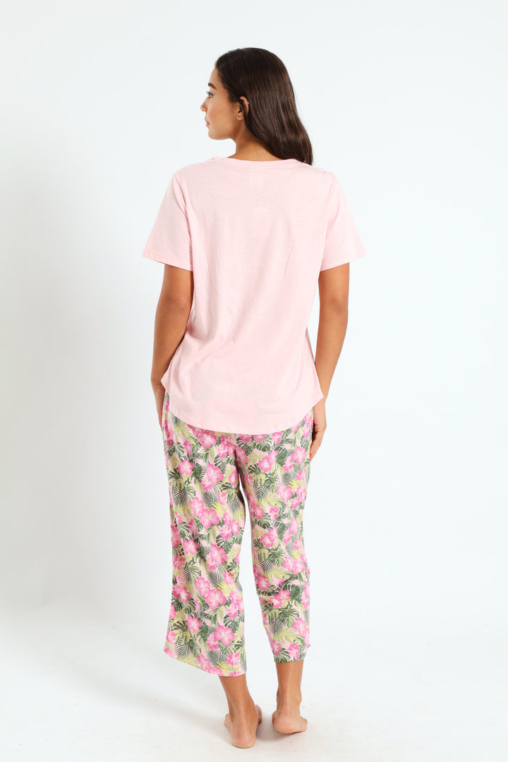 Paradise Tee & Capri Knit Set - Pink