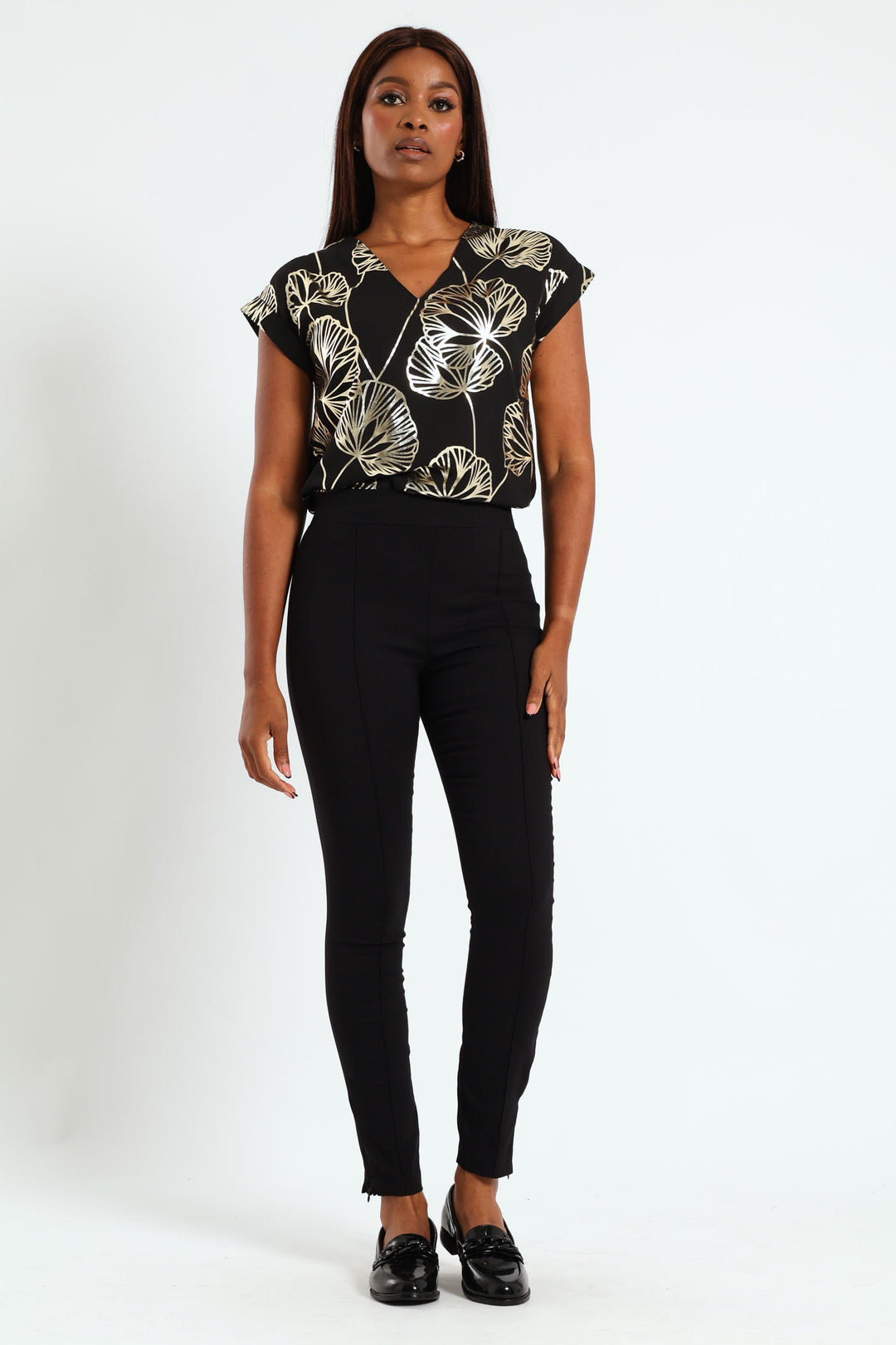 Smart Zip Hem Skinny Pant - Black