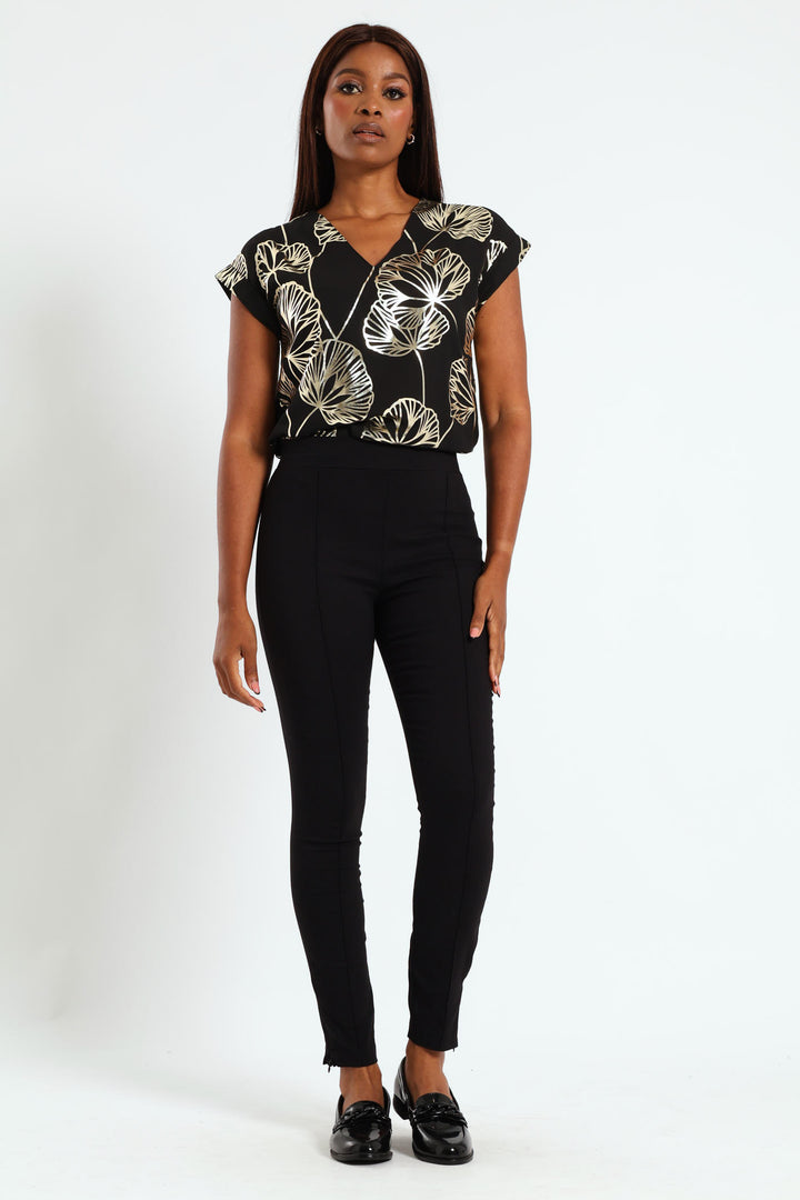 Smart Zip Hem Skinny Pant - Black