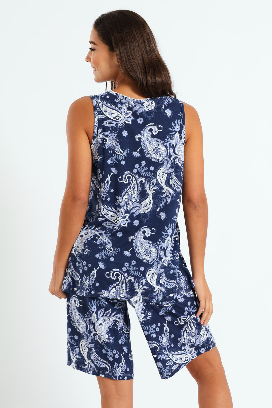 Paisley Top & Short Set - Navy