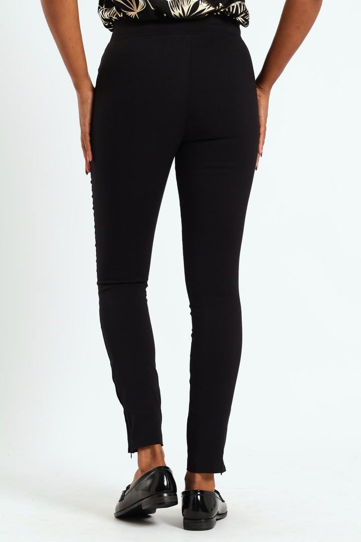 Smart Zip Hem Skinny Pant - Black