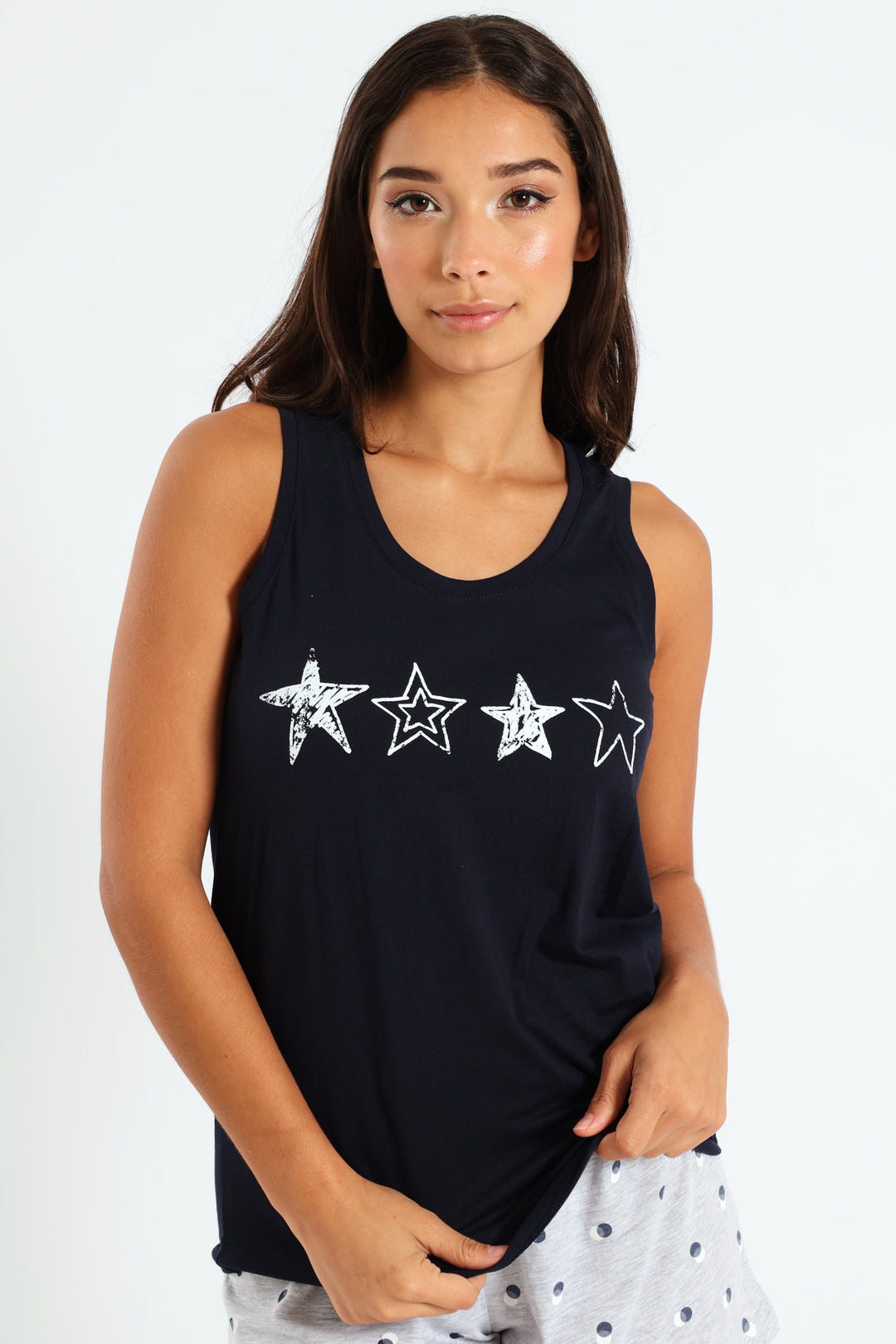 Sketch Hearts Knit Tank - Navy