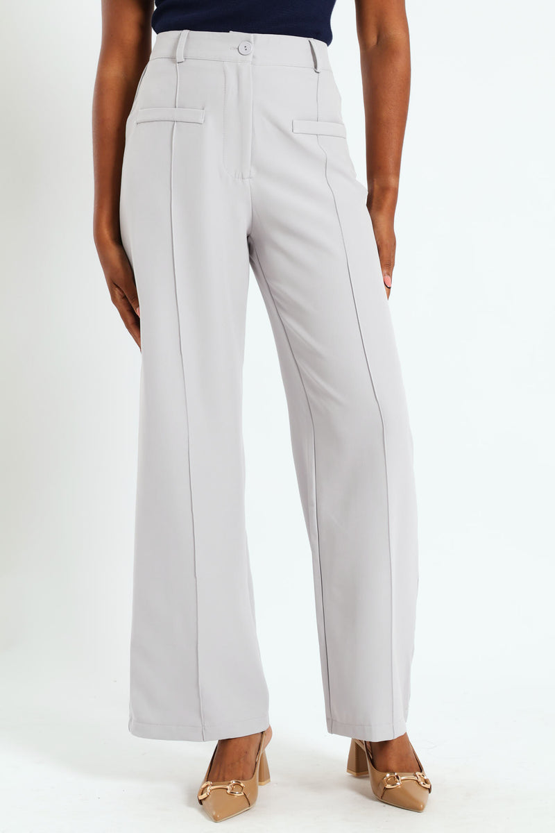 Pocket Detail Seam Wide Pant - Grey