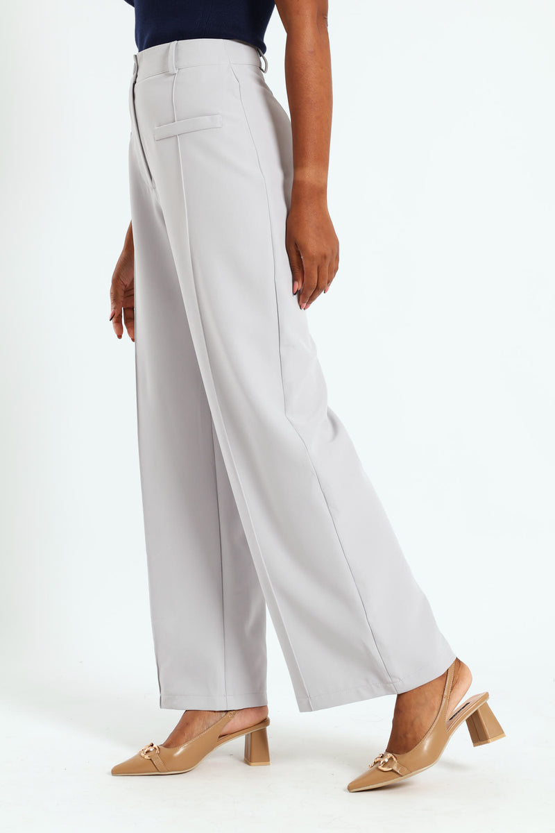 Pocket Detail Seam Wide Pant - Grey