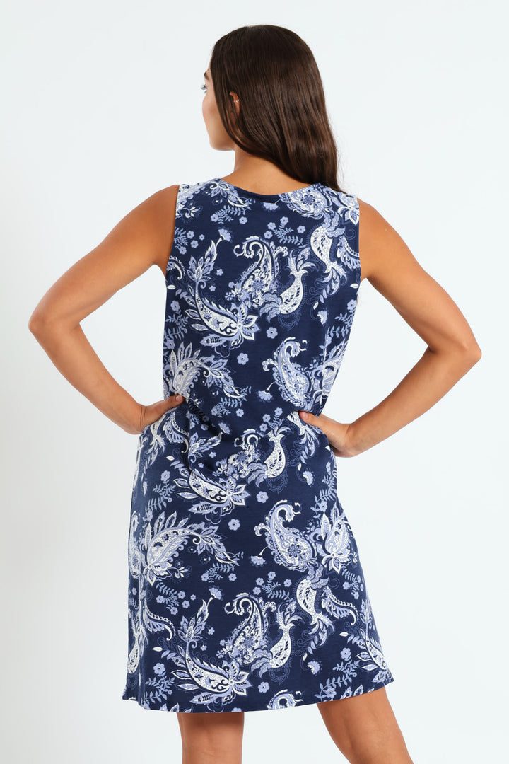 2 Pack Paisley Print Sleepshirt - Navy