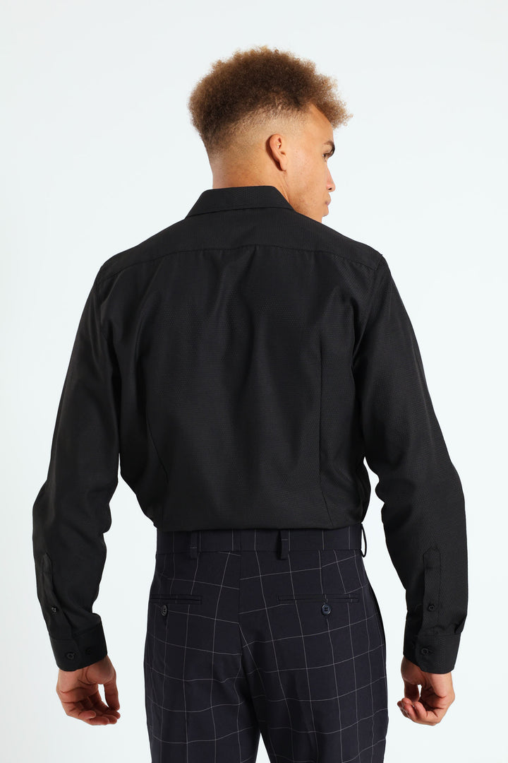 Textured Long Sleeve Shirt - Black