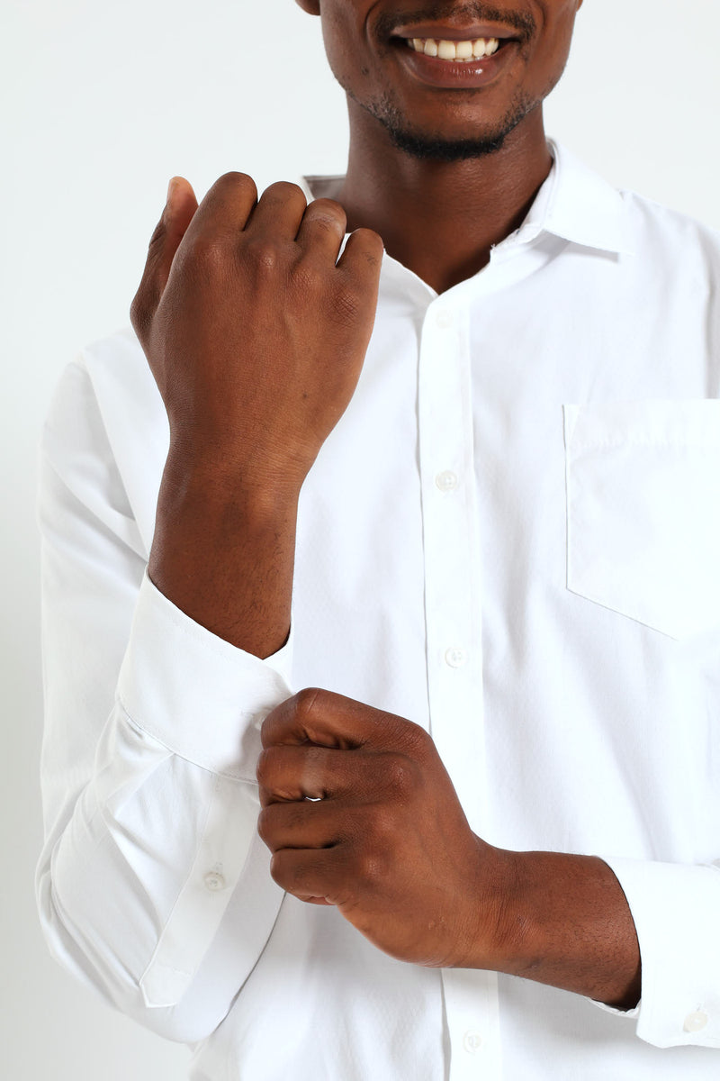 Contrast Dobby Shirt - White