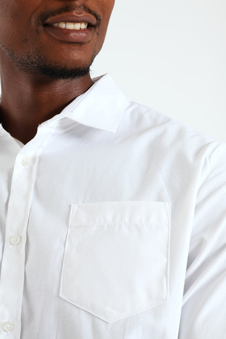 Contrast Dobby Shirt - White
