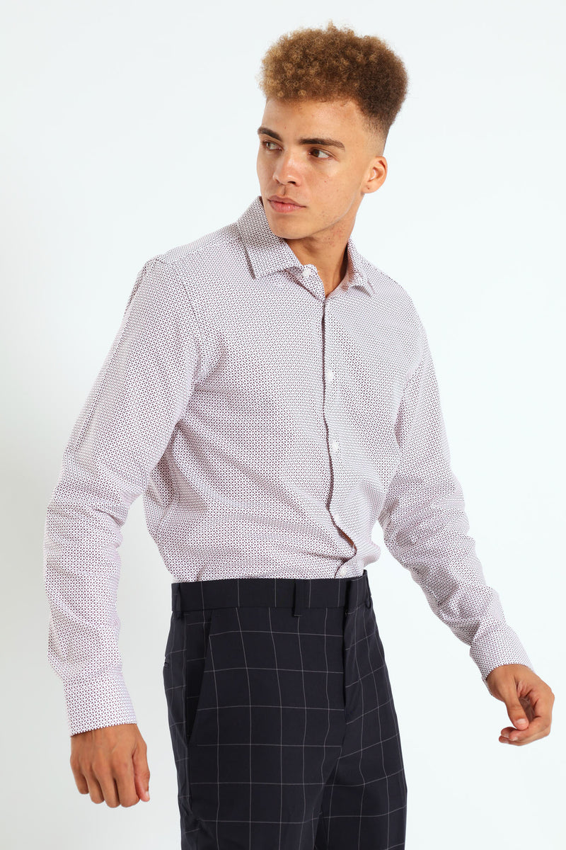 Textured Print Shirt - White/Red