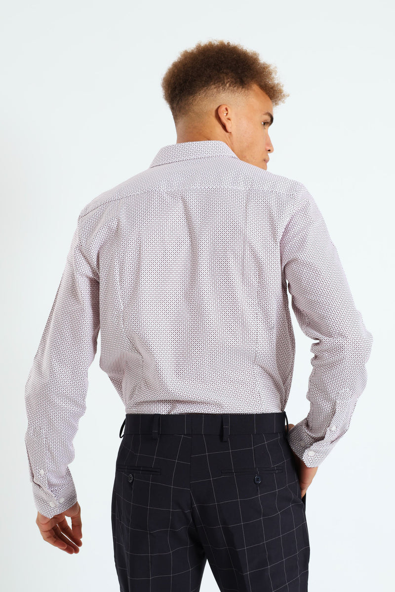 Textured Print Shirt - White/Red