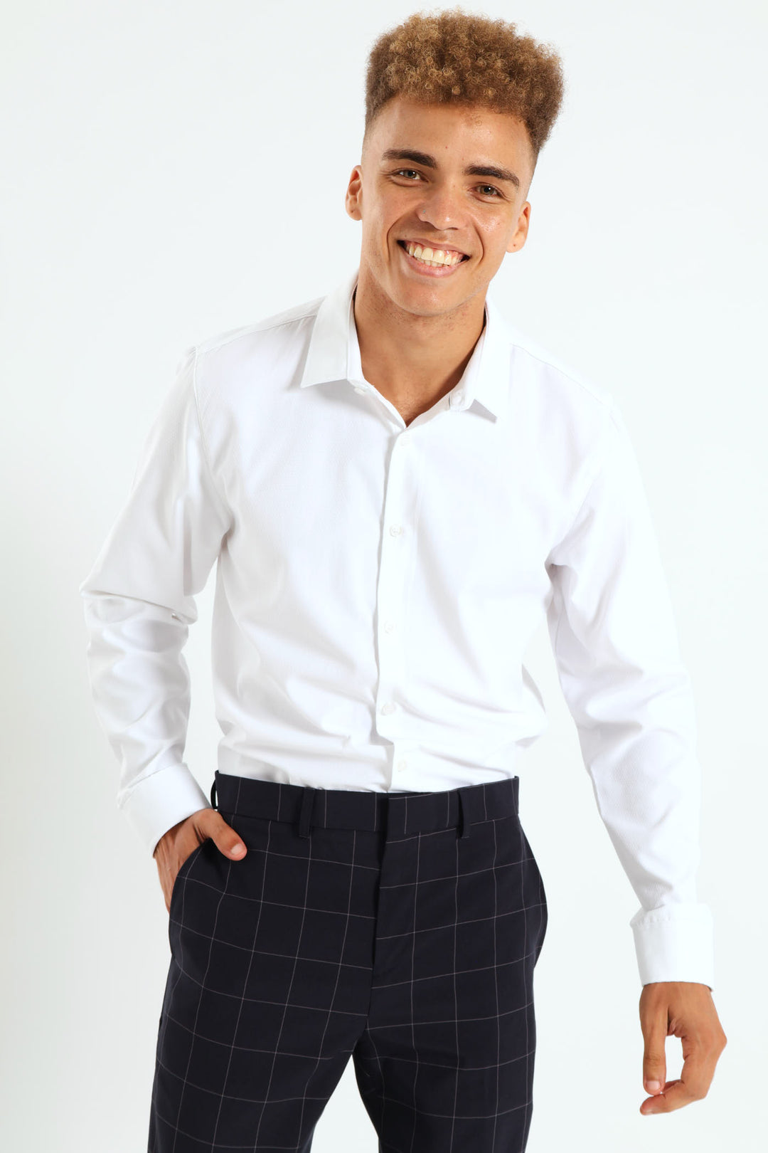 Textured Long Sleeve Shirt - White