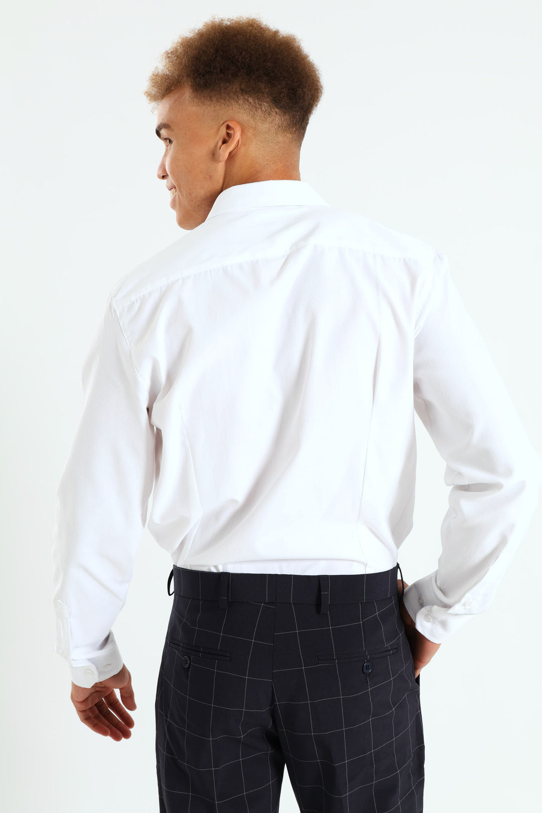 Textured Long Sleeve Shirt - White