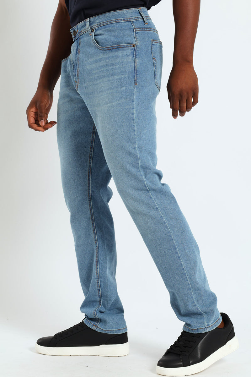 Slim Leg Denim Jeans - Mid Denim