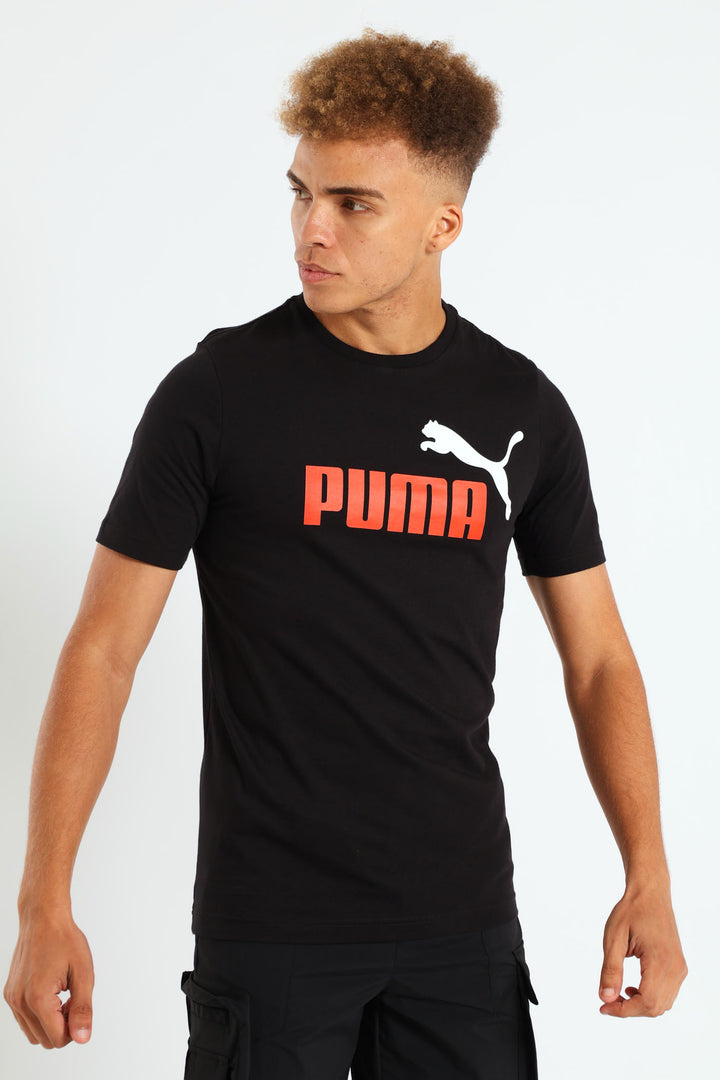 Essential Plus Two Tone Logo Tee - Black