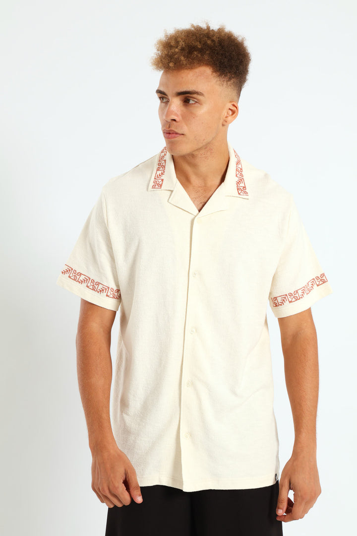 Resort Embroidered Knit Shirt - Off White