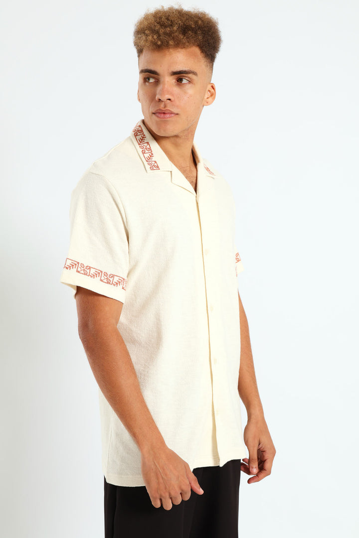 Resort Embroidered Knit Shirt - Off White