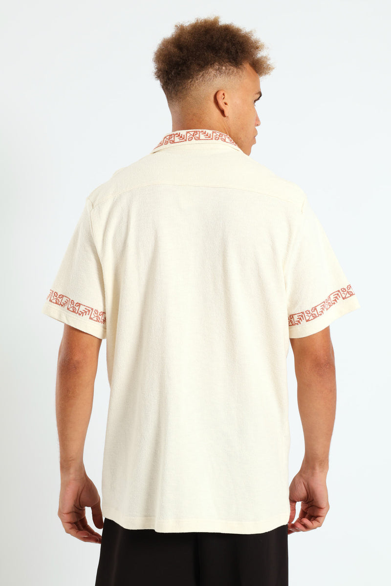 Resort Embroidered Knit Shirt - Off White