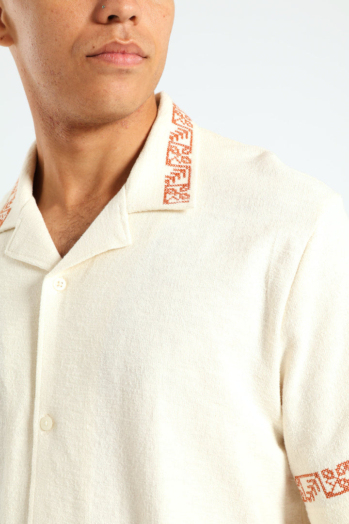 Resort Embroidered Knit Shirt - Off White
