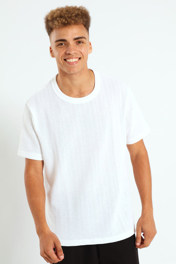 Fine Crochet Look Tee - White
