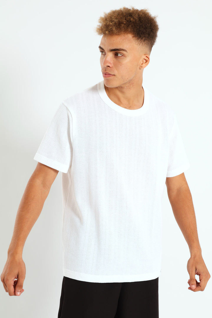 Fine Crochet Look Tee - White