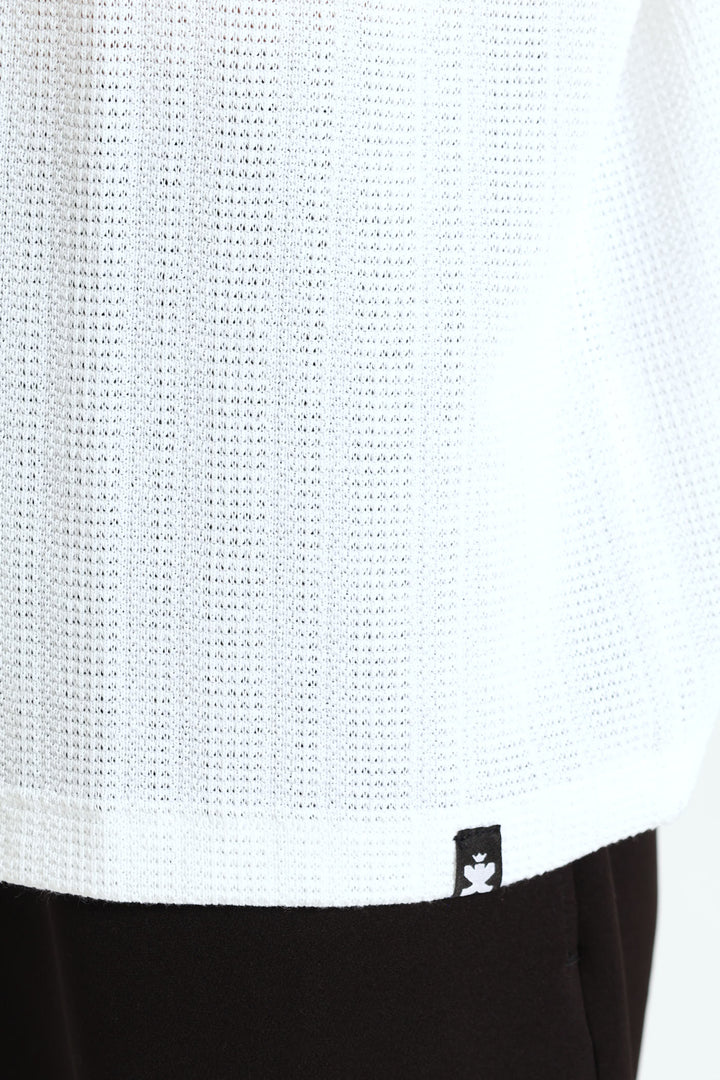 Fine Crochet Look Tee - White