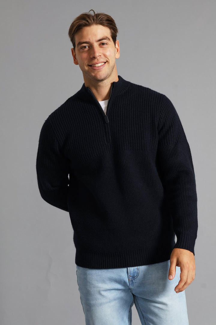 Quarter Zip Knitwear - Navy