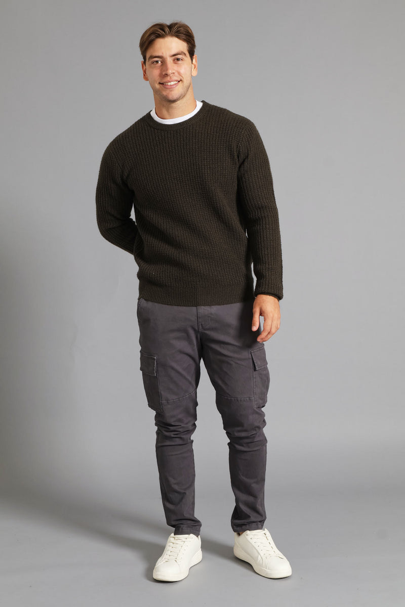 Textured Crew Knitwear - Fatigue
