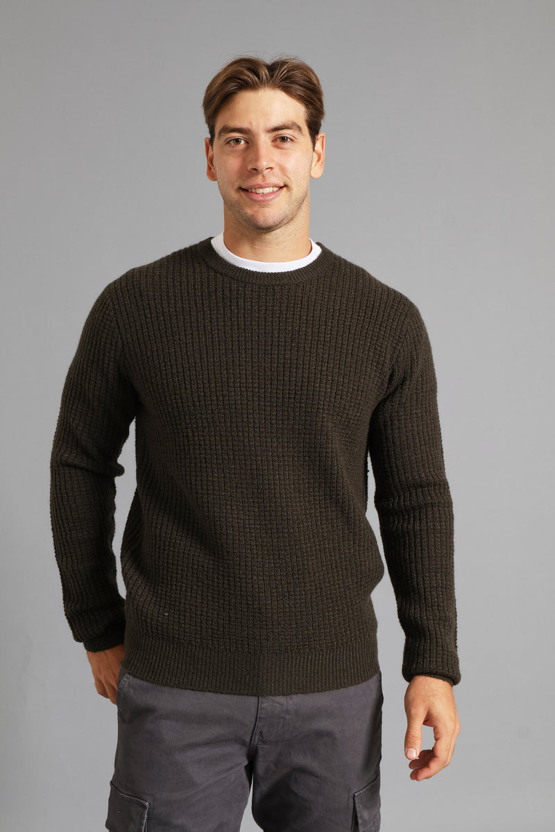 Textured Crew Knitwear - Fatigue