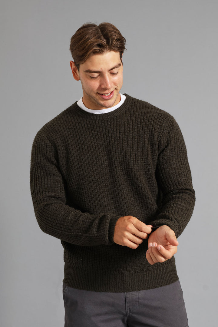 Textured Crew Knitwear - Fatigue