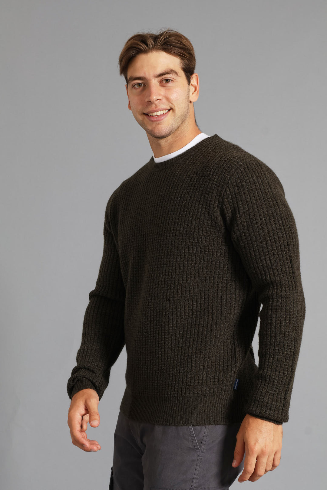 Textured Crew Knitwear - Fatigue