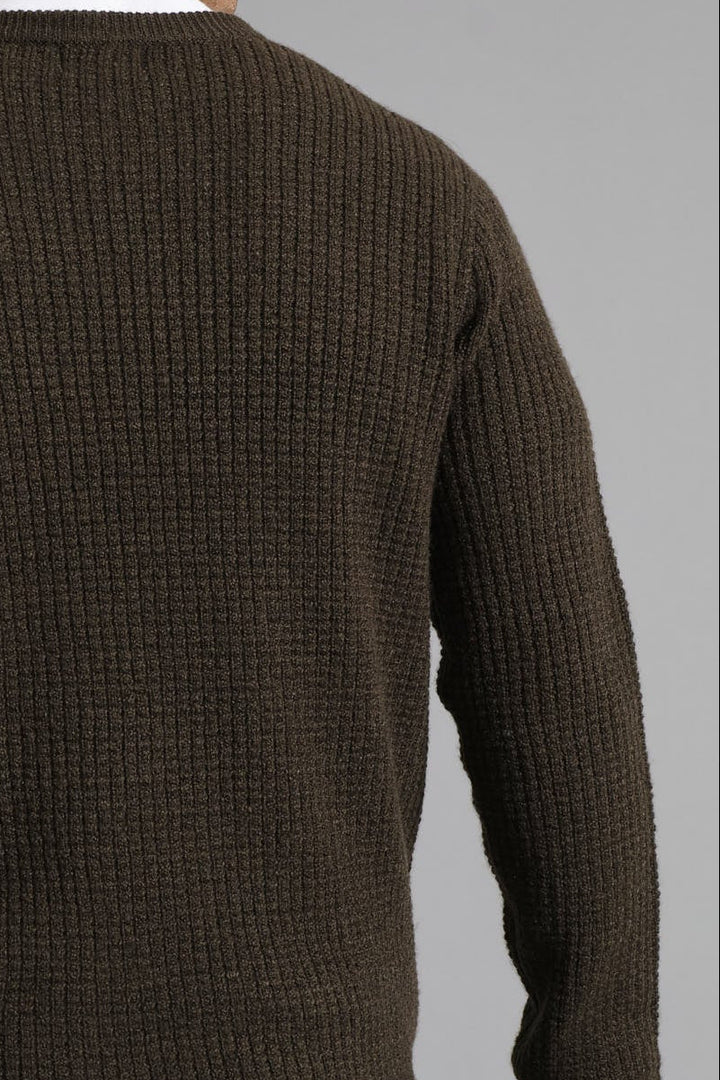 Textured Crew Knitwear - Fatigue
