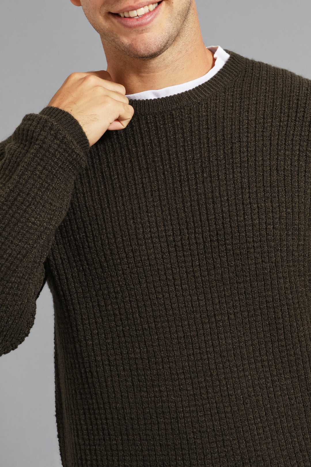 Textured Crew Knitwear - Fatigue