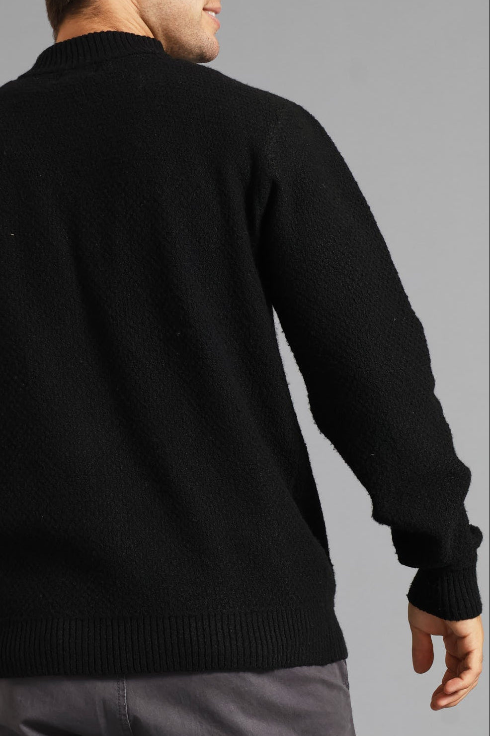 Structual Knit Zip Through Knitwear - Black