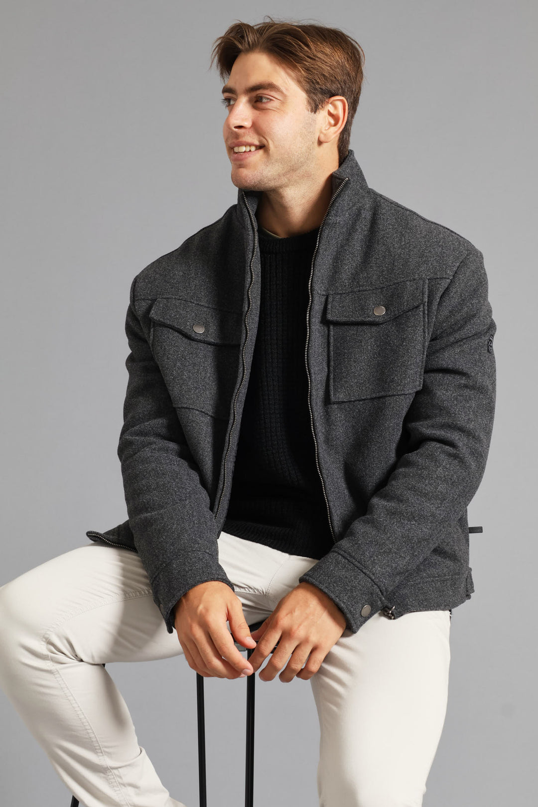 Harrington Melton Jacket - Charcoal