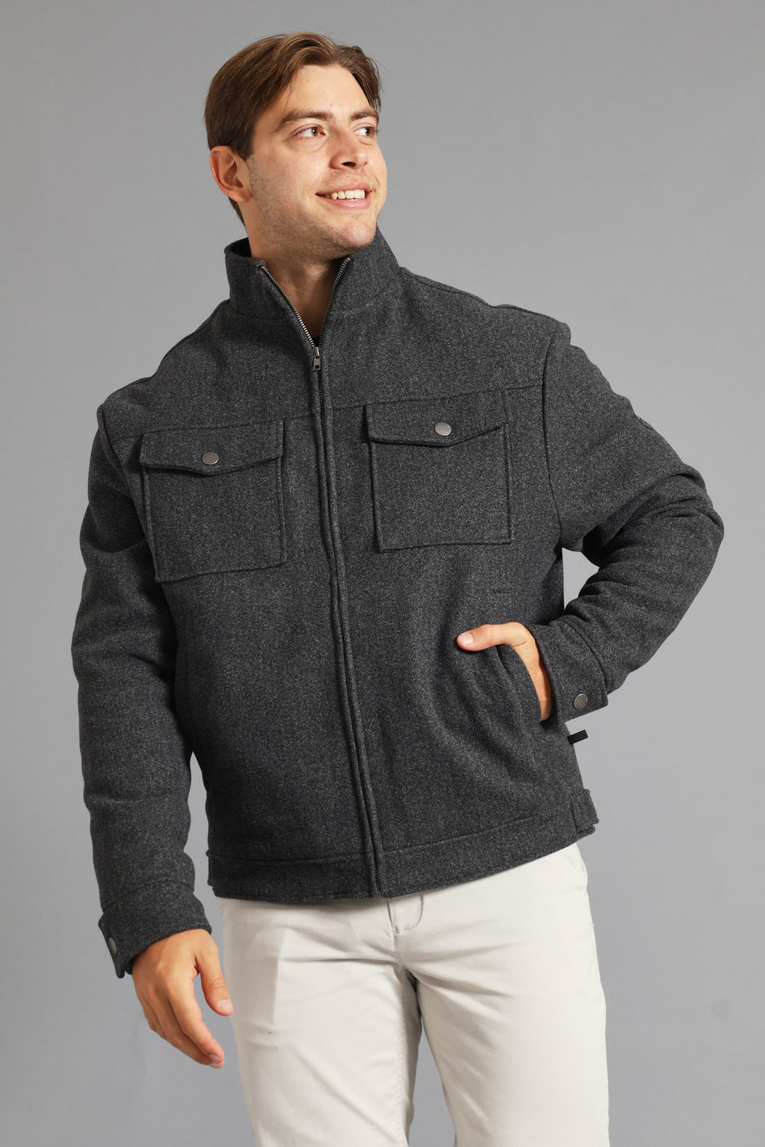 Harrington Melton Jacket - Charcoal