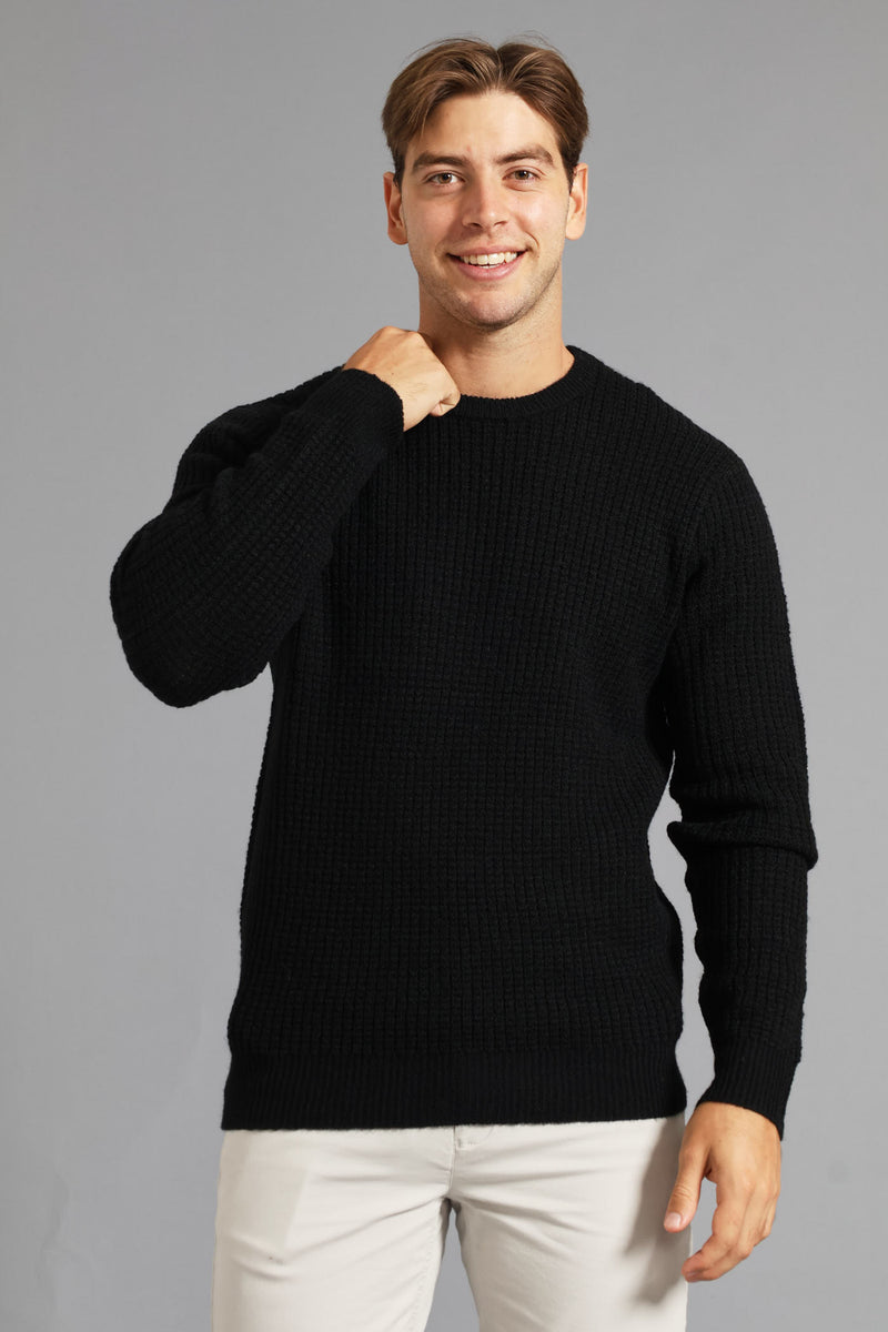 Textured Crew Knitwear - Black