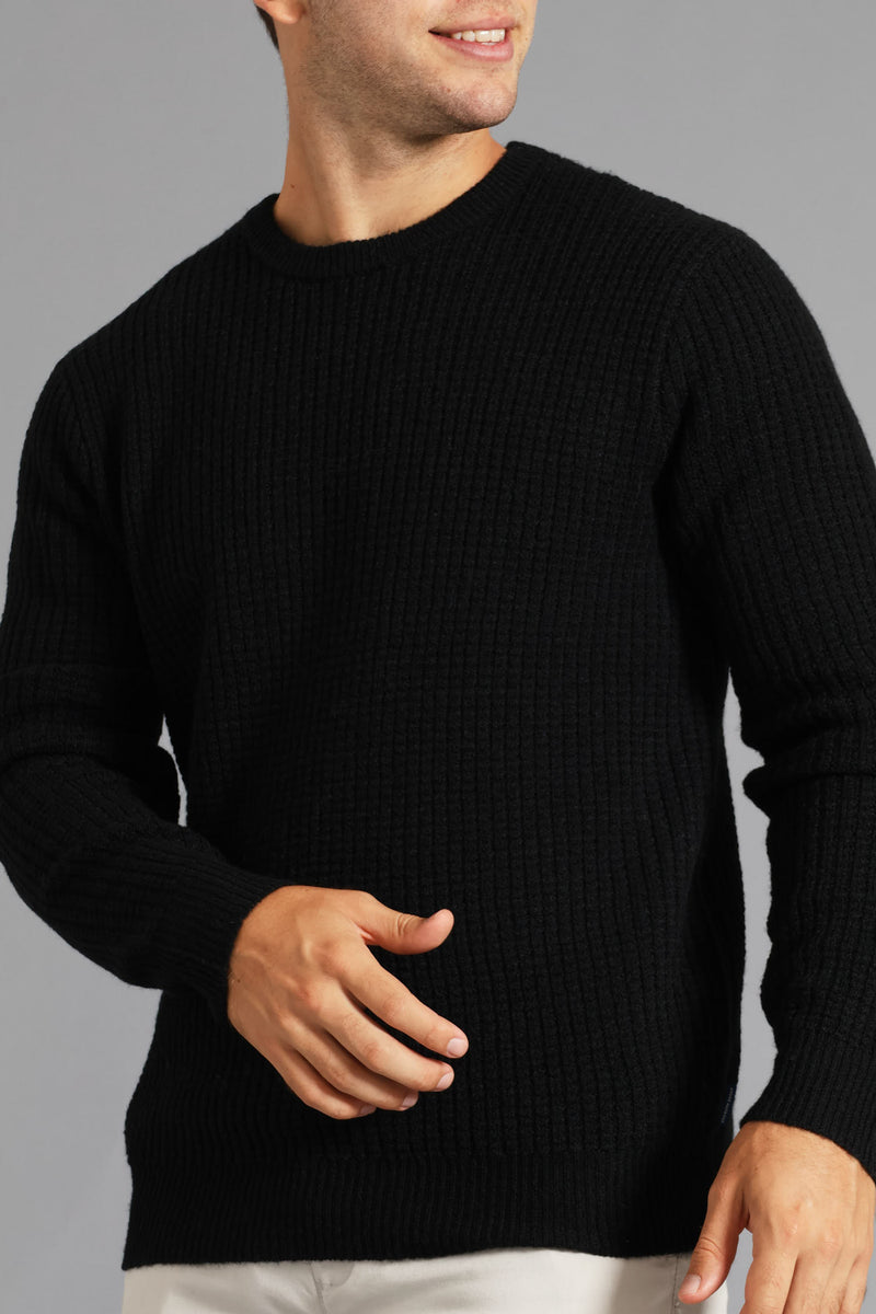 Textured Crew Knitwear - Black