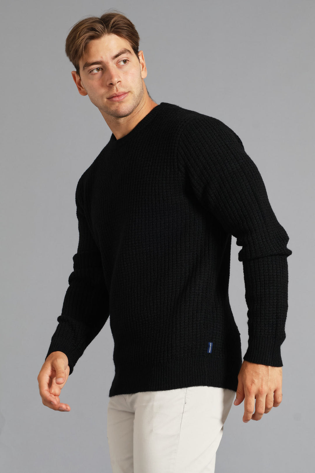 Textured Crew Knitwear - Black